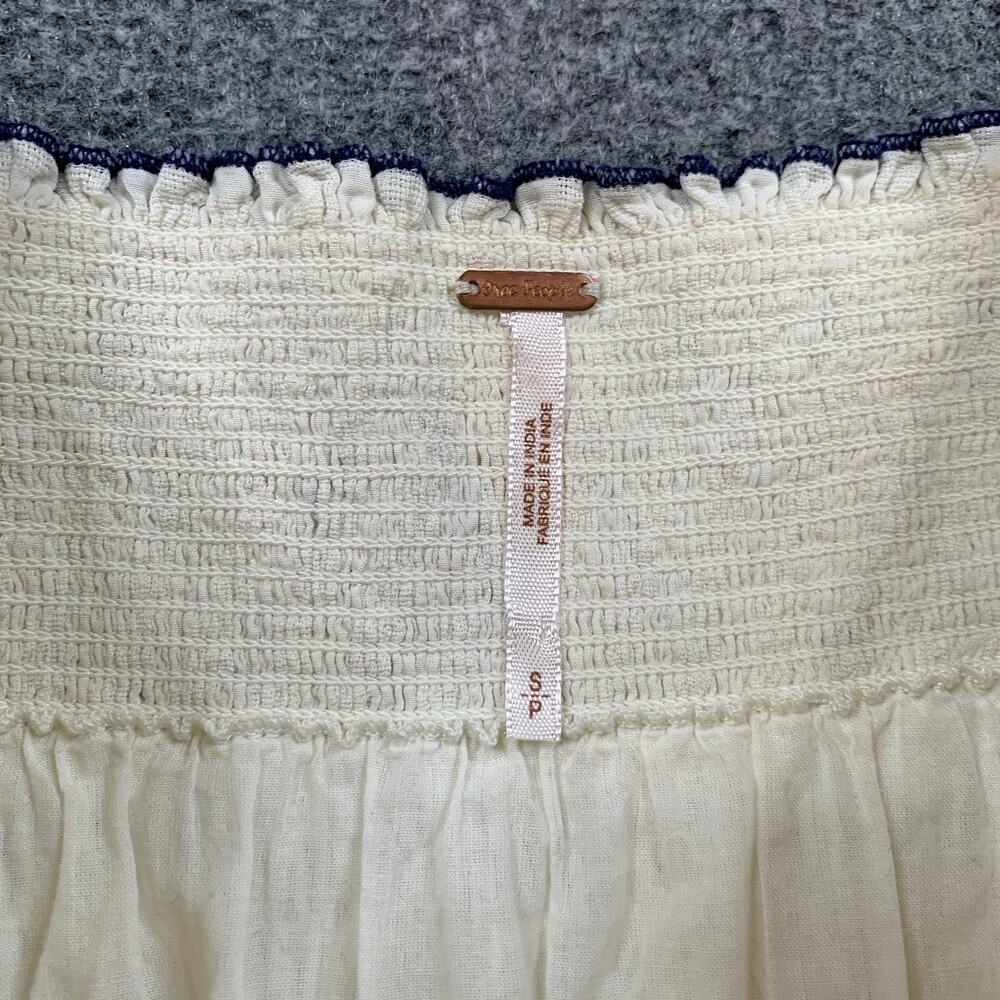 Free People Skirt Womens S Small Ivory Lip Smocking Good Layered Beaded Mini - Picture 4 of 10